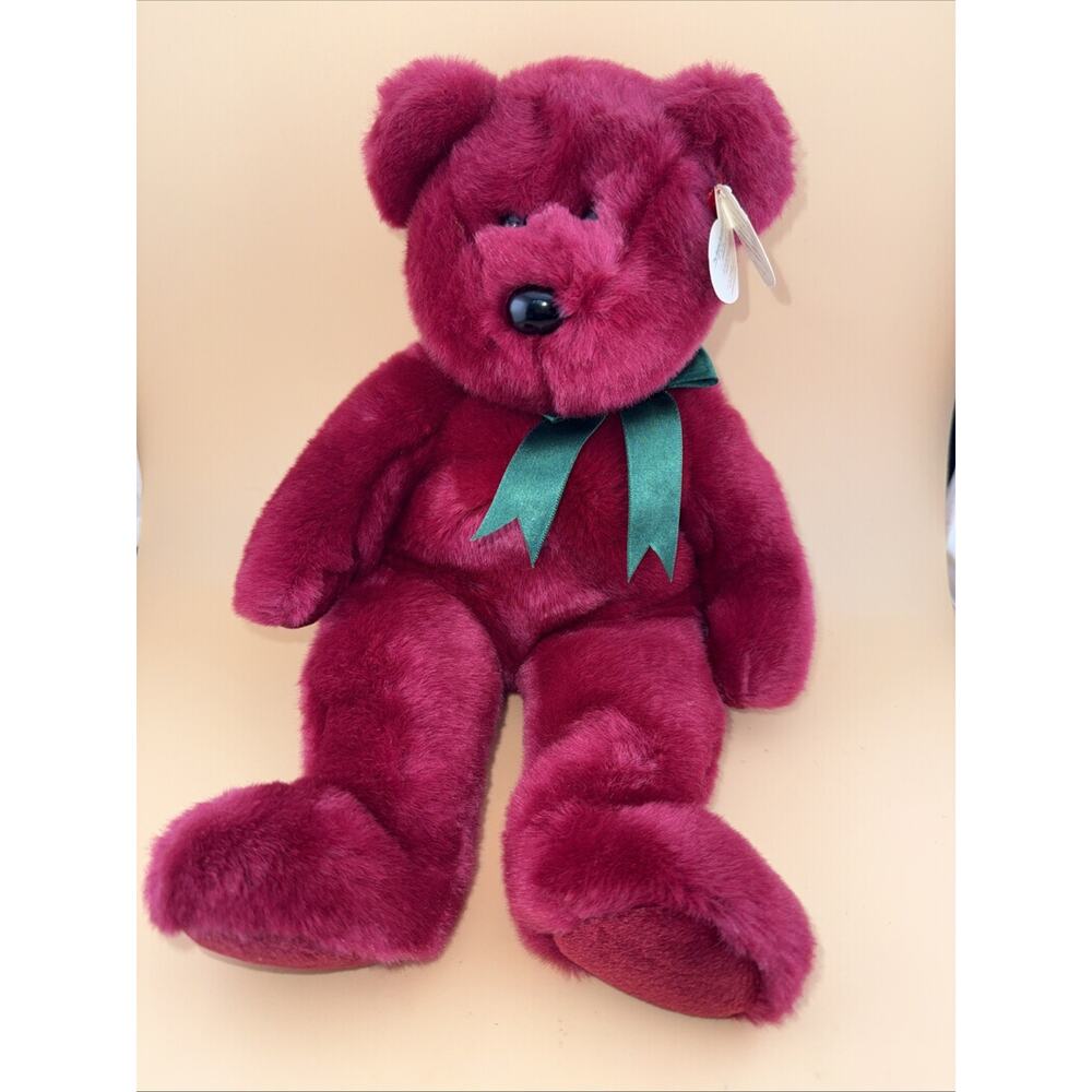 Ty Beanie Buddy Cranberry Teddy Bear MWMT 14" 35cm Soft Charming Rich Color 1998